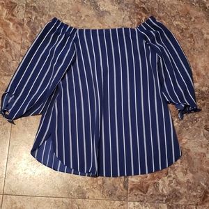 Navy/White Striped Top